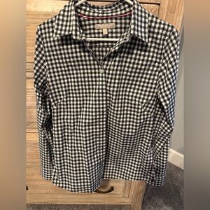 Banana Republic Black and White Gingham Button-Down Shirt